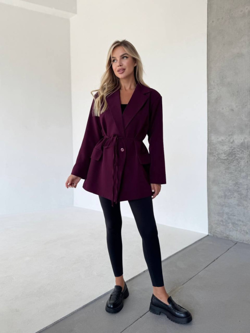 Жіночий подовжений піджак з паском, Бордовий Uaclothes (like14527) модель like14527-bordovj Фото