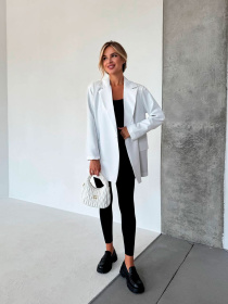 Жіночий подовжений піджак з паском, Молочний Uaclothes (like14527) модель like14527-molochnj Фото