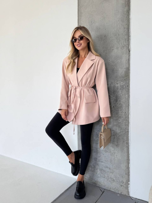 Жіночий подовжений піджак з паском, Бежевий Uaclothes (like14527) модель like14527-bezhevj Фото