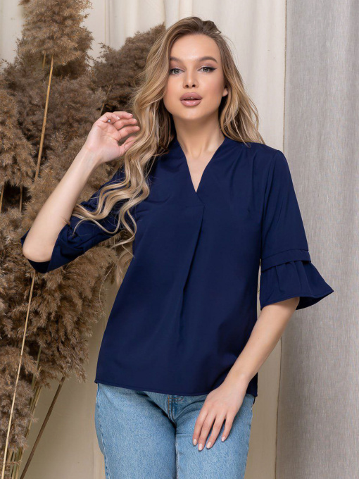 Жіноча базова блуза з рюшами на рукавах, Синій Uaclothes (like14316) модель like14316-sinij Фото