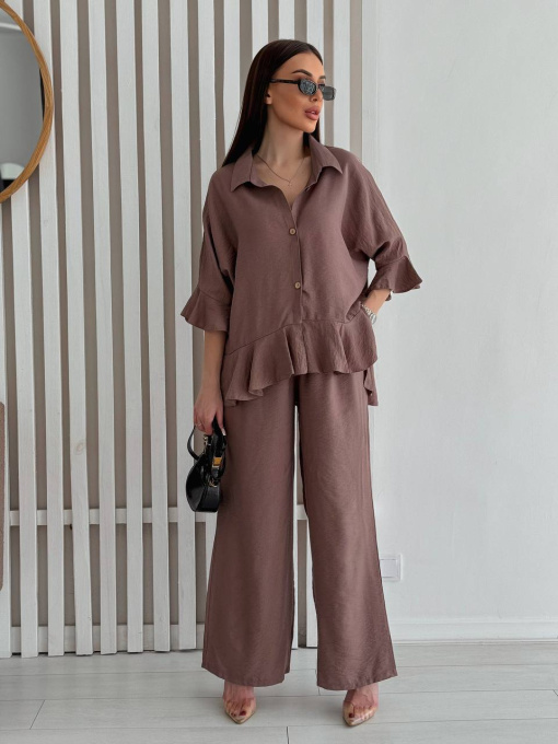 Жіночий літній костюм двійка (блуза + брюки), Капучино Uaclothes (like14209) модель like14209-kofejnij Фото