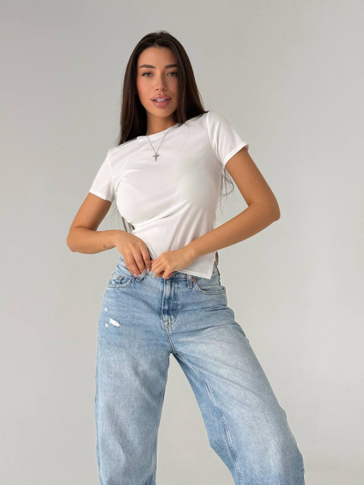 Жіноча літня футболка асиметричного крою, Білий Uaclothes (like14033) модель like14033-belj Фото