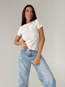 Жіноча літня футболка асиметричного крою, Білий Uaclothes (like14033) модель like14033-belj Фото