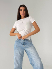 Жіноча літня футболка асиметричного крою, Білий Uaclothes (like14033) модель like14033-belj Фото