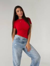 Жіноча літня футболка асиметричного крою, Червоний Uaclothes (like14033) модель like14033-krasnj Фото