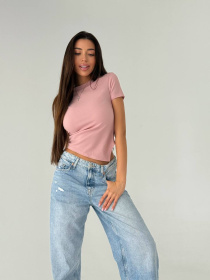 Жіноча літня футболка асиметричного крою, Пудровий Uaclothes (like14033) модель like14033-pudrovj Жіноча літня футболка асиметричного крою, Пудровий Uaclothes (like14033) модель like14033-pudrovj Фото