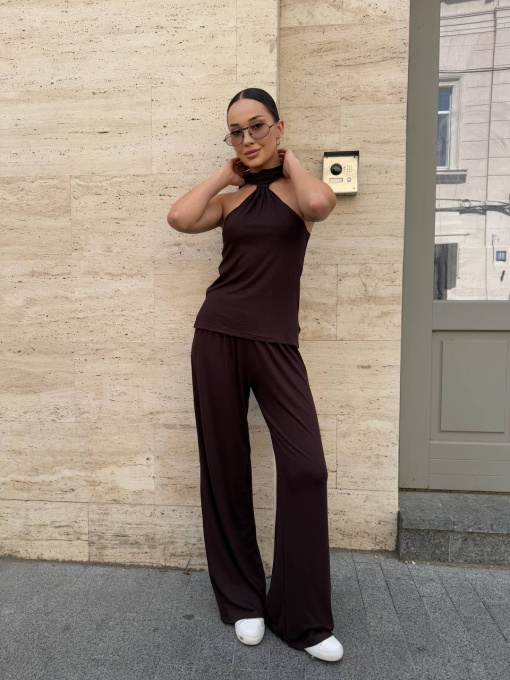 Жіночий прогулянковий костюм із віскози футболка і брюки, Коричневий Uaclothes (like14010) модель like14010-korichnevj Фото