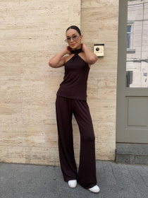 Жіночий прогулянковий костюм із віскози футболка і брюки, Коричневий Uaclothes (like14010) модель like14010-korichnevj Фото