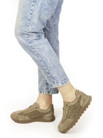 Лёгкие кроссовки из натуральной замши с анатомической посадкой модель AK76-3-apriccot Фото