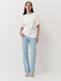 Белый топ с округлыми рукавами Top Élan модель 413 Фото