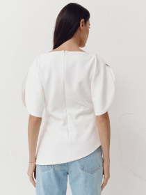 Белый топ с округлыми рукавами Top Élan модель 413 Фото