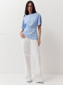 Топ з об'ємними рукавами та розрізами Top Élan у блакитному кольорі. модель 413 Топ з об'ємними рукавами та розрізами Top Élan у блакитному кольорі. модель 413 Фото