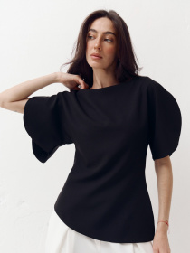 Чорний топ із об'ємними рукавами Top Élan модель 413 Чорний топ із об'ємними рукавами Top Élan модель 413 Фото