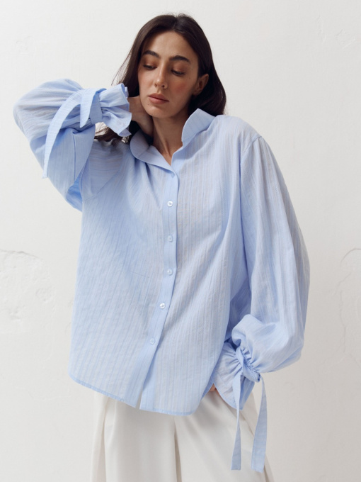 Голубая рубашка из 100% хлопка Aura модель 409 Фото