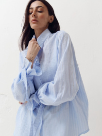 Голубая рубашка из 100% хлопка Aura модель 409 Фото