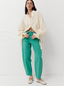 Бірюзові жіночі джинси-бочки Light Form модель 420 Бірюзові жіночі джинси-бочки Light Form модель 420 Фото