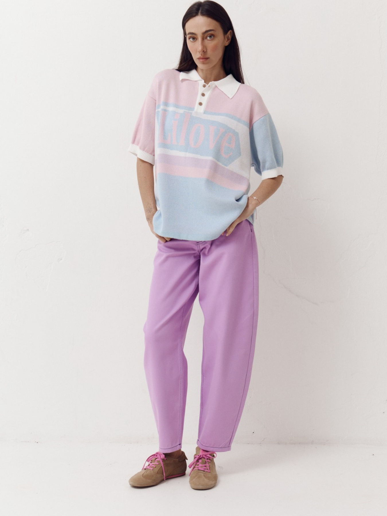 Бузкові жіночі джинси-бочки Light Form модель 420 Фото