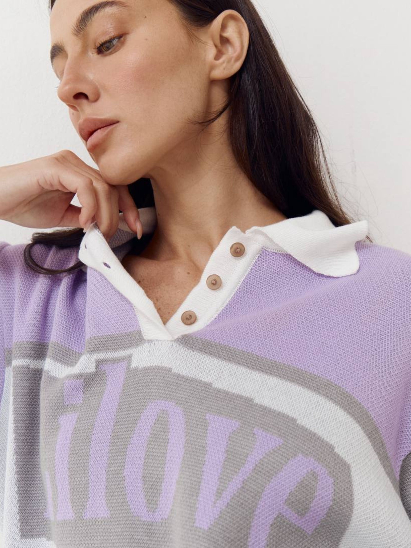 Женская футболка поло из трикотажа Jacquard mood модель 418 Женская футболка поло из трикотажа Jacquard mood модель 418 Фото