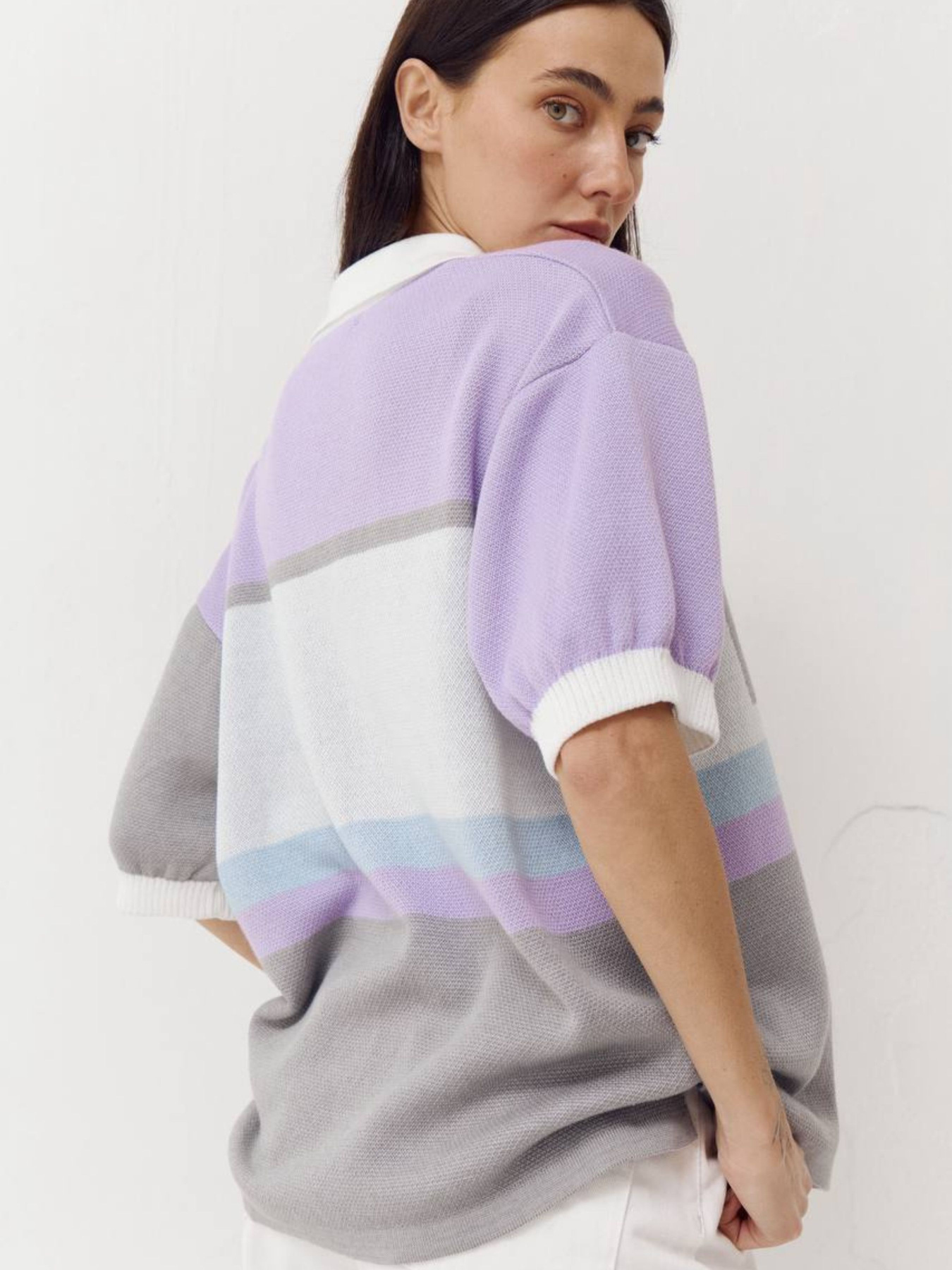 Женская футболка поло из трикотажа Jacquard mood модель 418 Женская футболка поло из трикотажа Jacquard mood модель 418 Фото