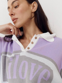 Женская футболка поло из трикотажа Jacquard mood модель 418 Женская футболка поло из трикотажа Jacquard mood модель 418 Фото