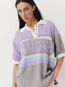 Женская футболка поло из трикотажа Jacquard mood модель 418 Женская футболка поло из трикотажа Jacquard mood модель 418 Фото