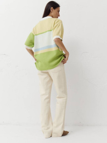 Желтая женская футболка поло из трикотажа Jacquard mood модель 418 Желтая женская футболка поло из трикотажа Jacquard mood модель 418 Фото