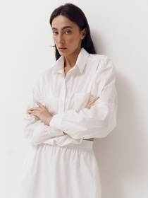 Белая рубашка с резинкой на поясе Shirt Pure модель 410 Фото