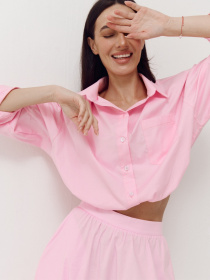Розовая рубашка с резинкой на поясе Shirt Pure модель 410 Фото