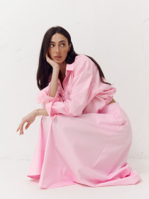 Розовая рубашка с резинкой на поясе Shirt Pure модель 410 Фото