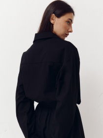 Рубашка с резинкой на поясе Shirt Pure в черном цвете. модель 410 Фото