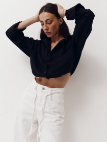 Рубашка с резинкой на поясе Shirt Pure в черном цвете. модель 410 Фото