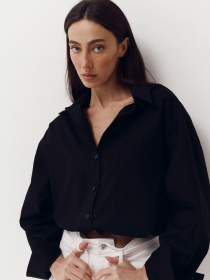 Рубашка с резинкой на поясе Shirt Pure в черном цвете. модель 410 Фото