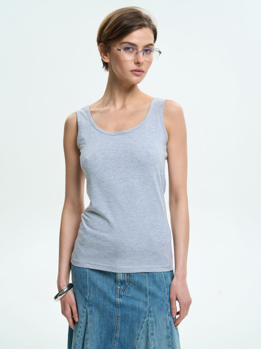 Майка жіноча на широких бретелях у кольорі сірий меланж ТМ РОЗА модель 200126_grey Фото