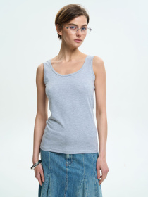 Майка жіноча на широких бретелях у кольорі сірий меланж ТМ РОЗА модель 200126_grey Фото