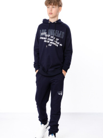 Спортивний підлітковий костюм для хлопчика з худі та джогерами, Темно-синій Носи Своє (6425-057-33) модель 6425-057-33-chornilxno-sinj-los-angeles Фото