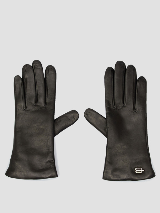 Женские черные кожаные перчатки модель F3B030XXNAPT;0000 Фото