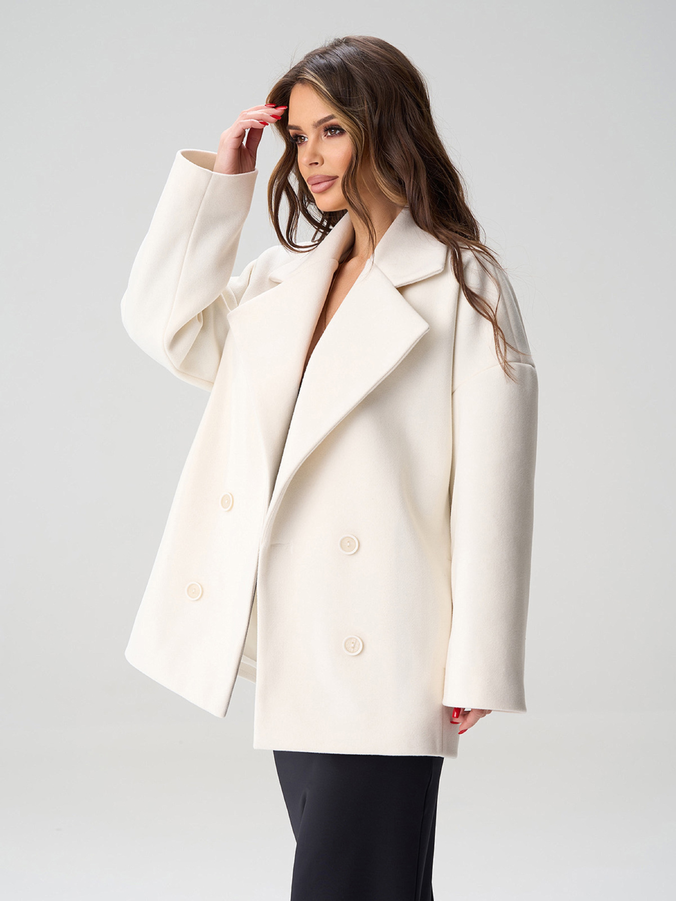 Пальто и плащи ISSA Plus модель 15499_молочный Фото