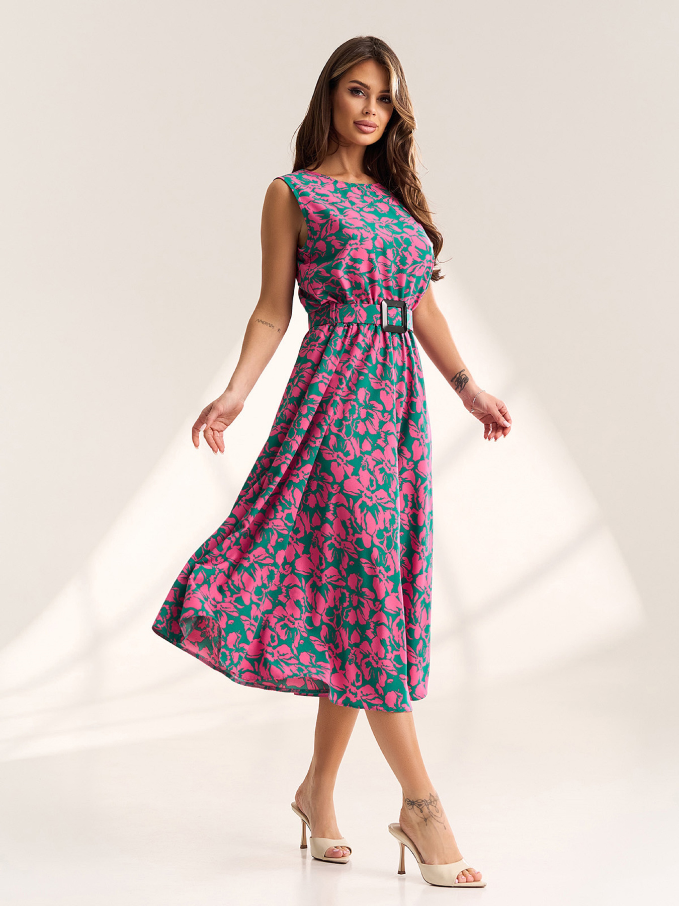 Платья ISSA Plus модель 15563_зеленый_розовый Фото