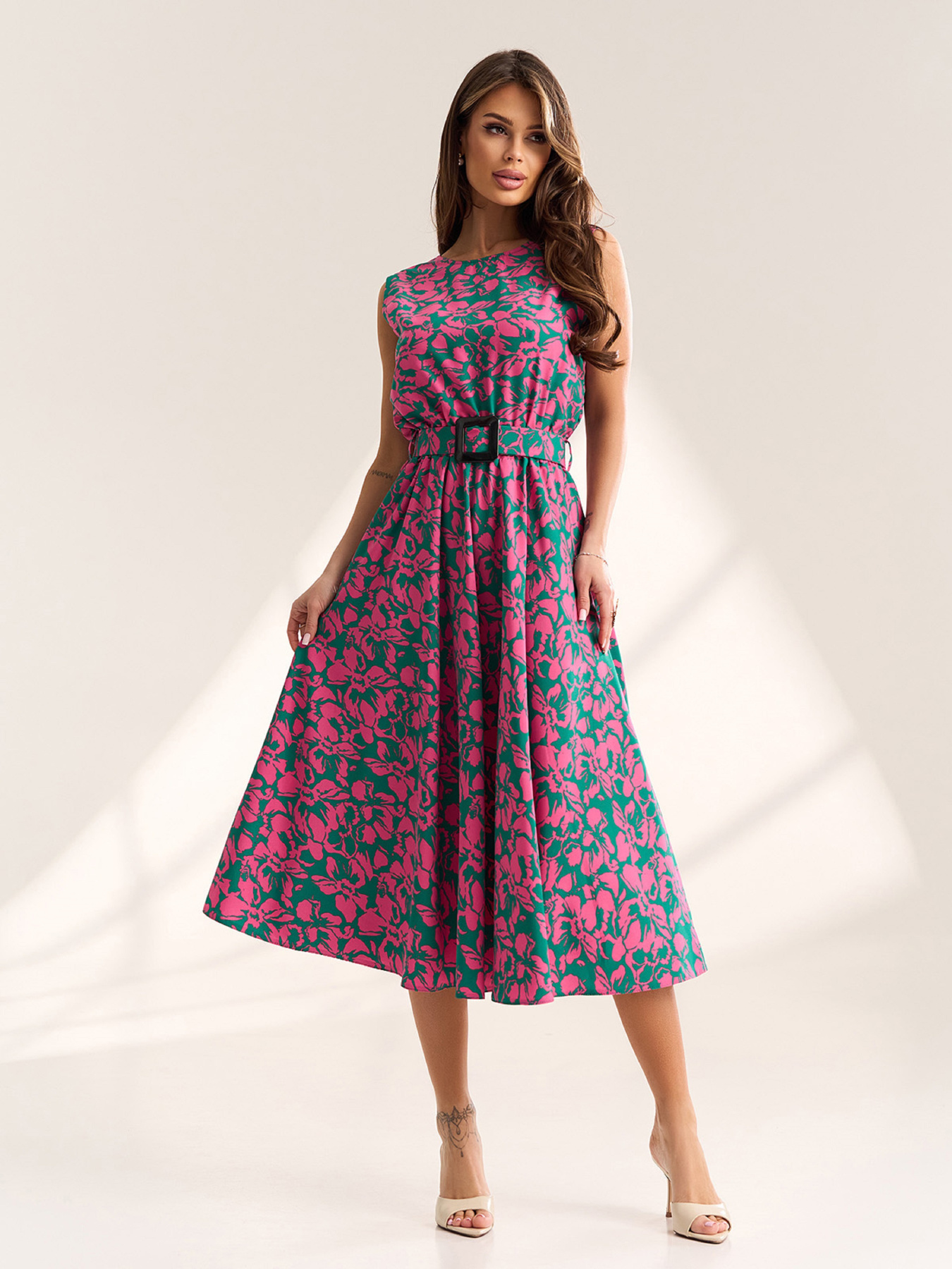 Платья ISSA Plus модель 15563_зеленый_розовый Фото