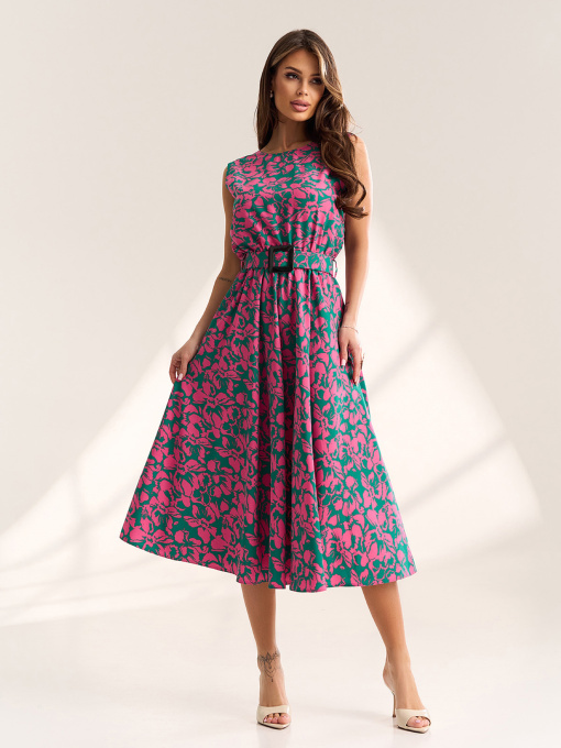 Платья ISSA Plus модель 15563_зеленый_розовый Фото