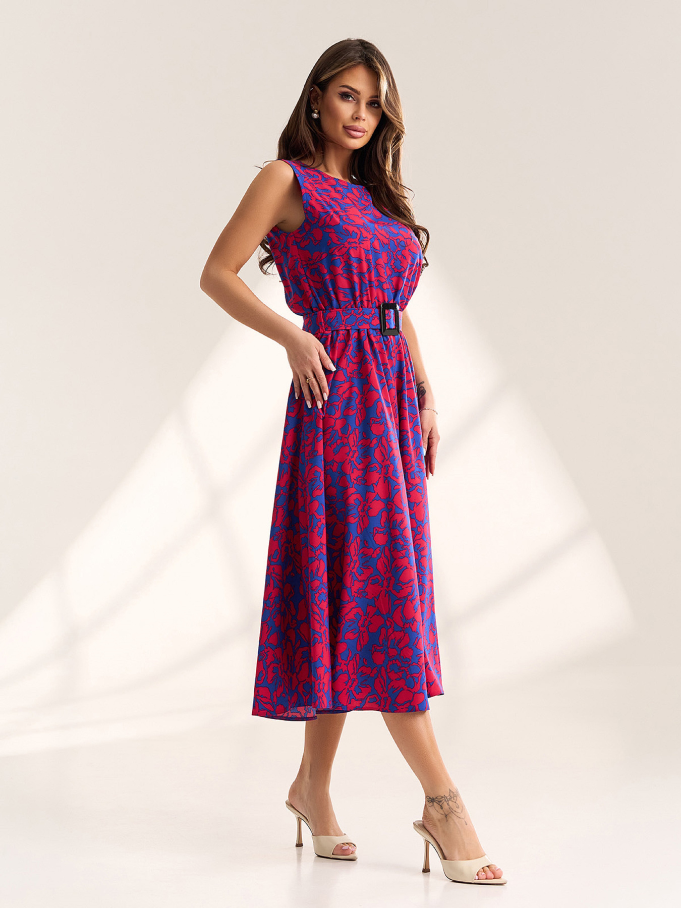 Сукня міді ISSA Plus модель 15563_синий_красный Фото