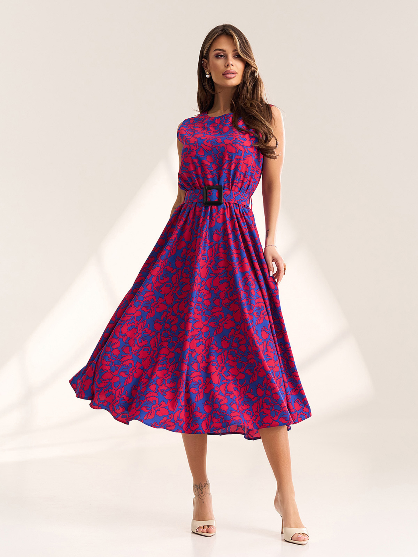 Сукня міді ISSA Plus модель 15563_синий_красный Фото