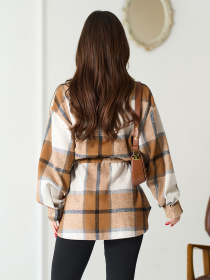 Сорочка в клітинку ISSA Plus модель 15573_коричневый Фото