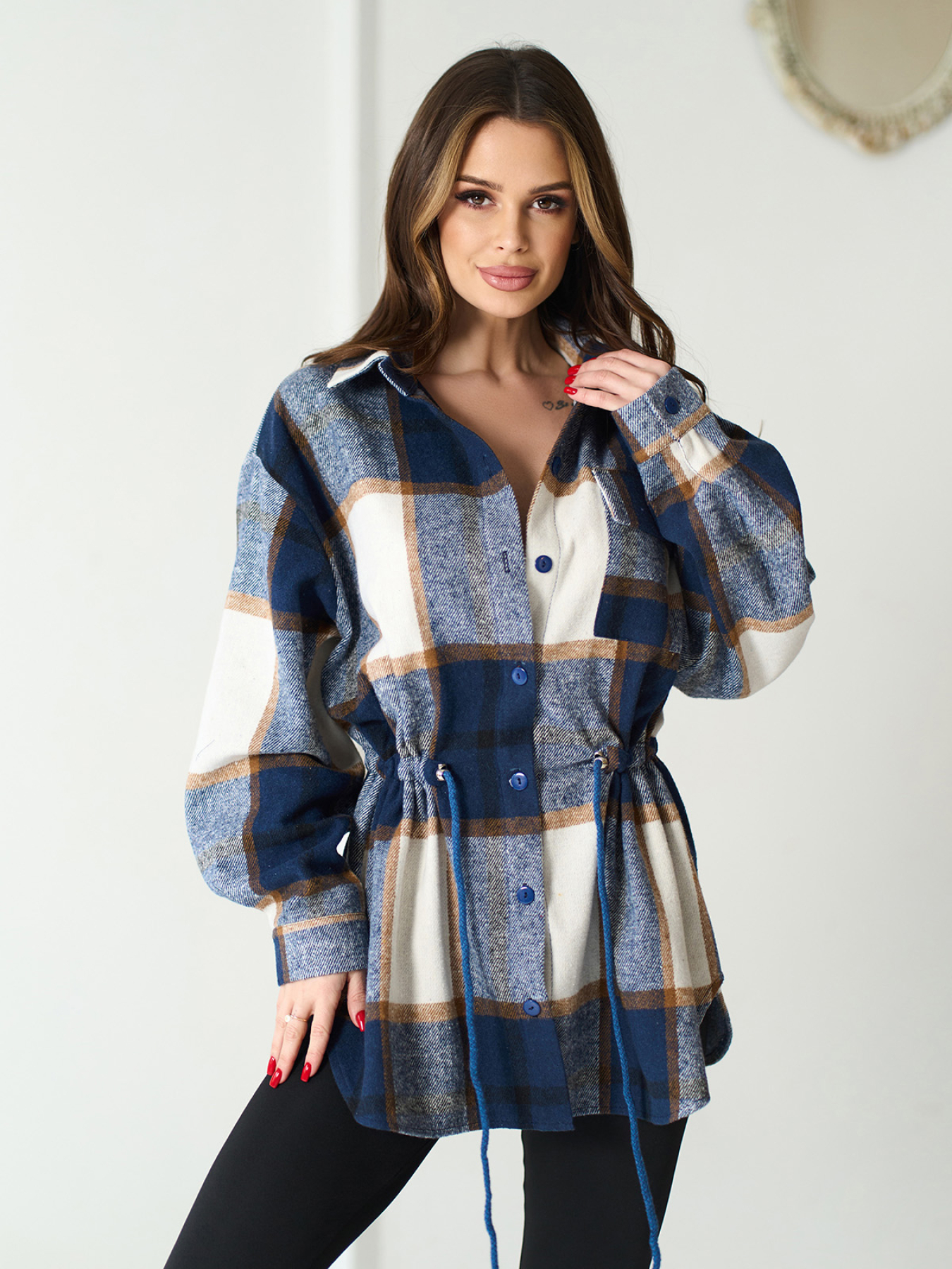 Сорочка в клітинку ISSA Plus модель 15573_синий Фото