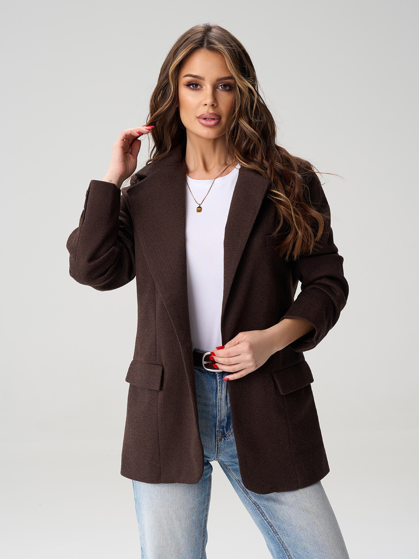 Пиджаки ISSA Plus модель 15578_темно-коричневый Фото