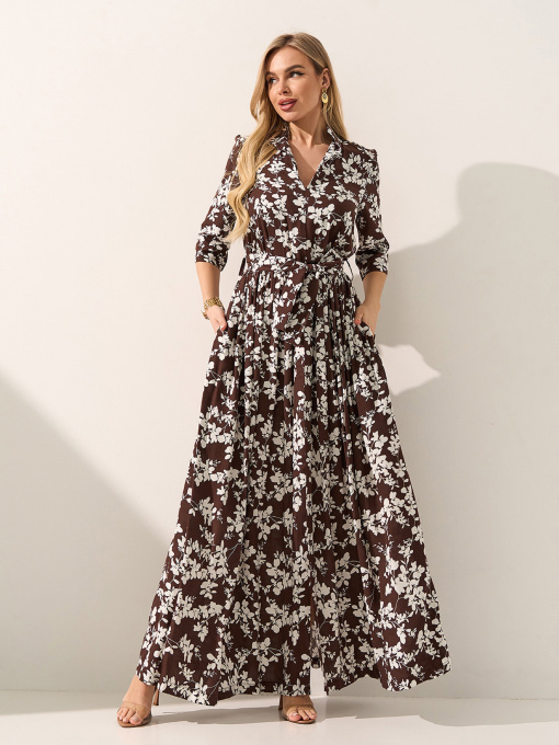 Платья ISSA Plus модель 15593_темно-коричневый Фото