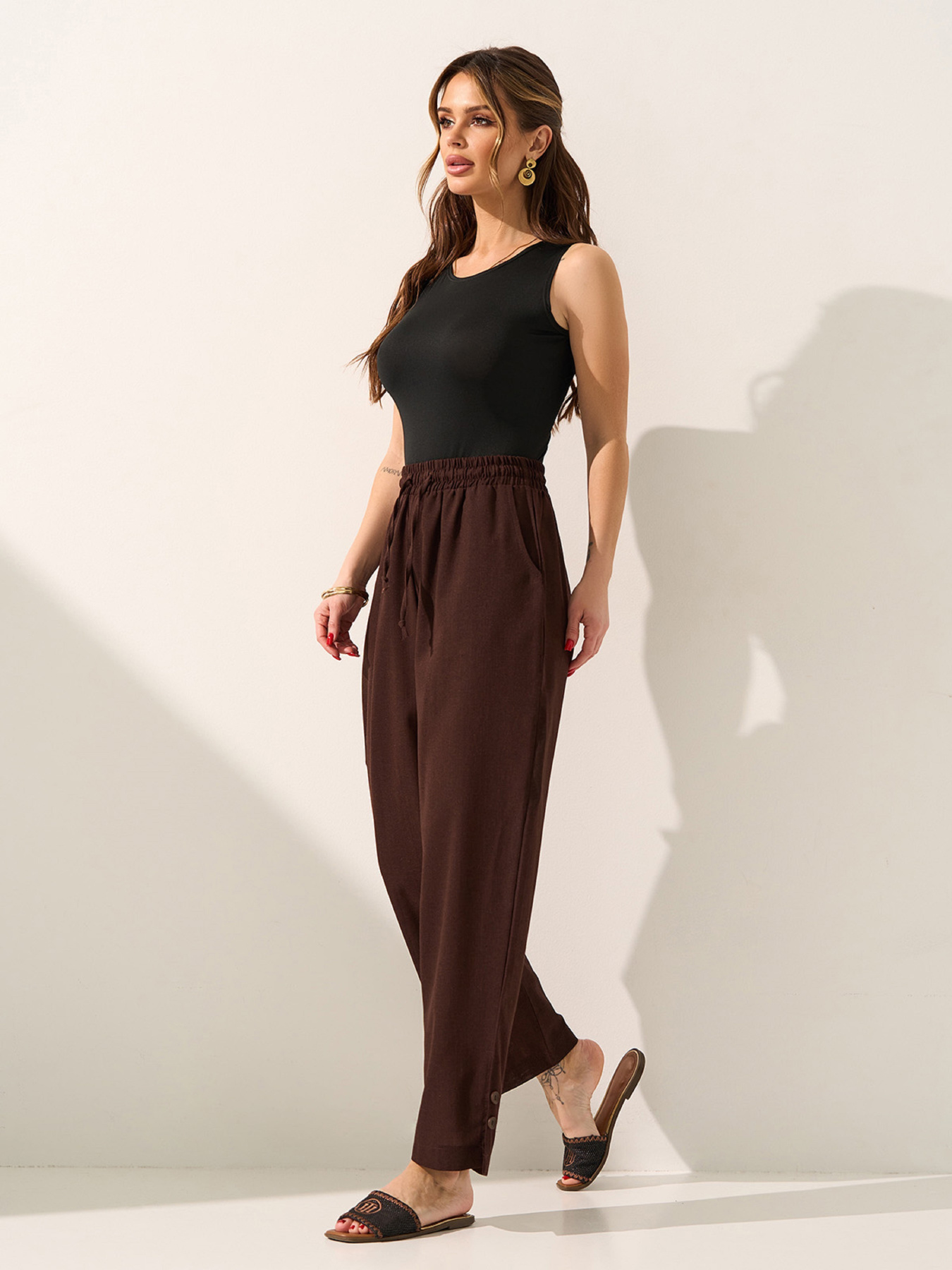 Брюки ISSA Plus модель 15601_темно-коричневый Фото