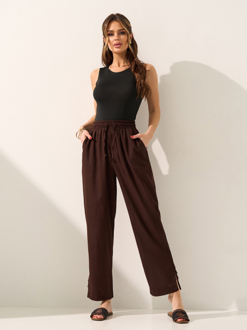 Брюки ISSA Plus модель 15601_темно-коричневый Фото