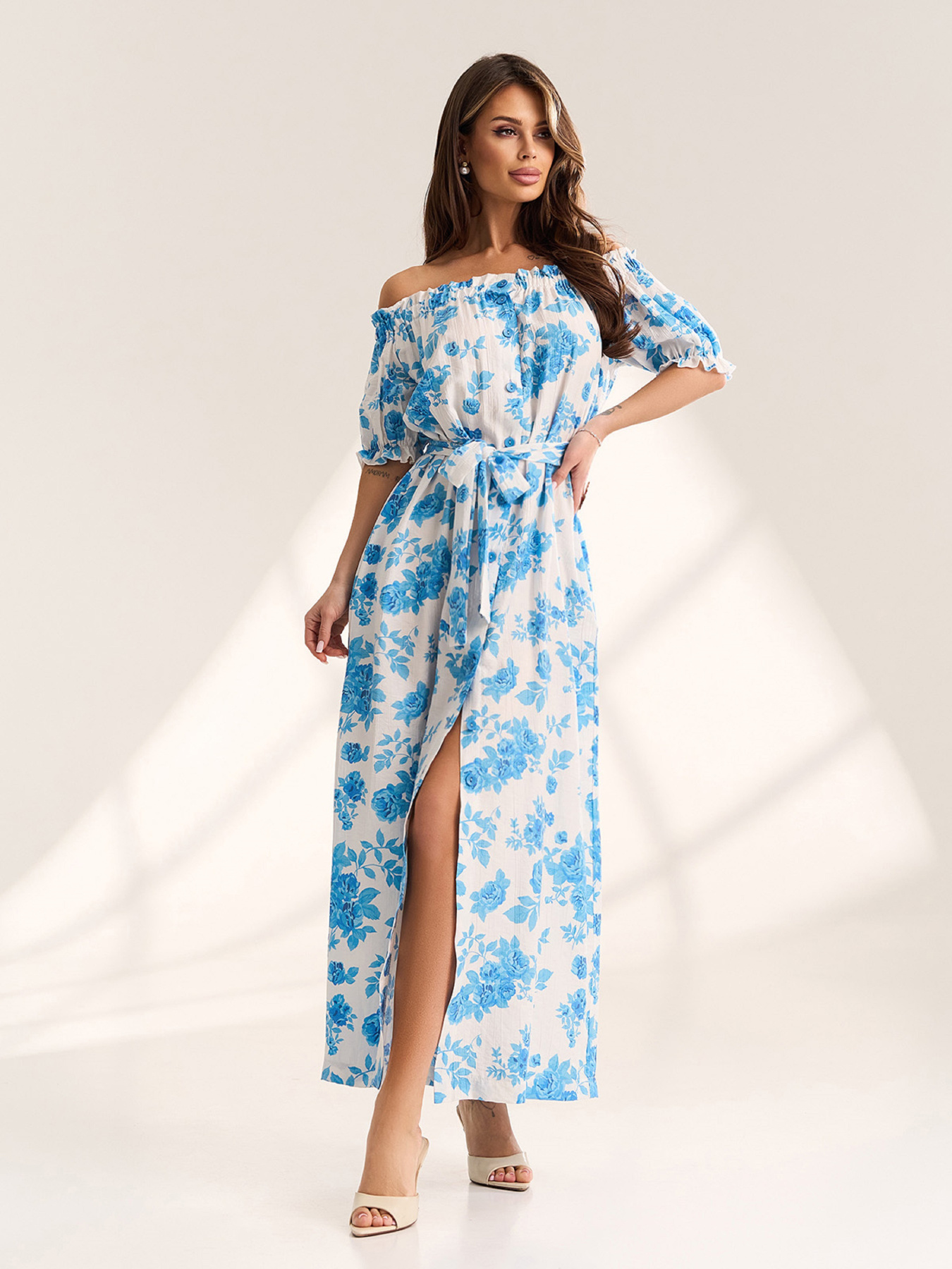 Сукні ISSA Plus модель SA-716_белый_голубой Фото