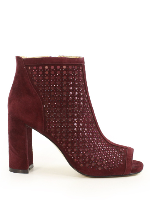 Нарядные ботильоны из натуральной замши со стразами на каблуке модель 7665-E1-H742 Фото